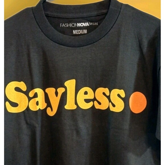 New Fashion Nova Men Sayless T-Shirt Medium Black & Yellow B7  Excellent - Picture 2 of 4